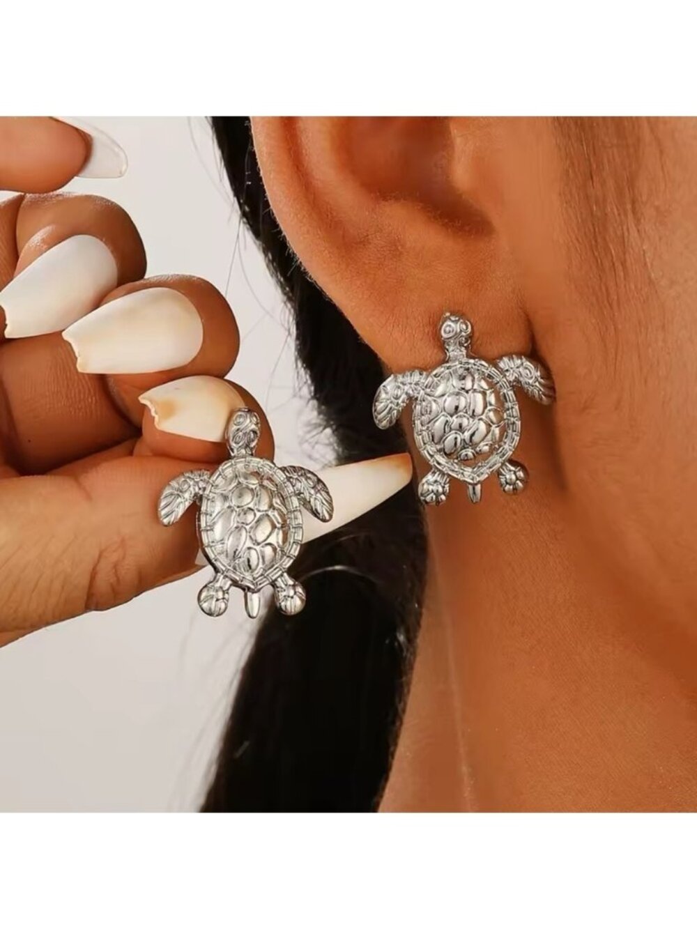 Sea Turtle Silver Stud Earrings